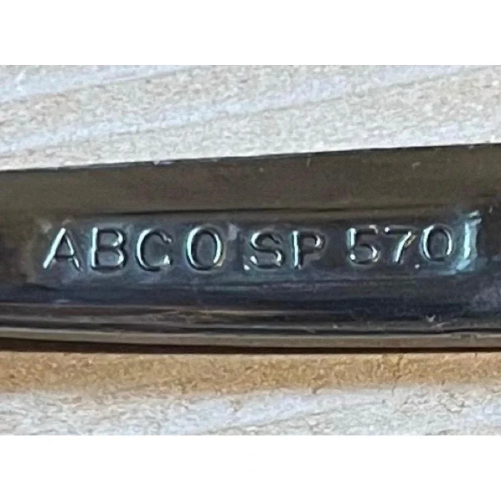 9pc United Airlines Vintage ABCO SP 5701 Silver Plate Soup Spoons Fish Scale